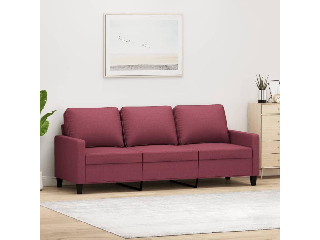 Sofá de 3 plazas de tela rojo tinto 180 cm