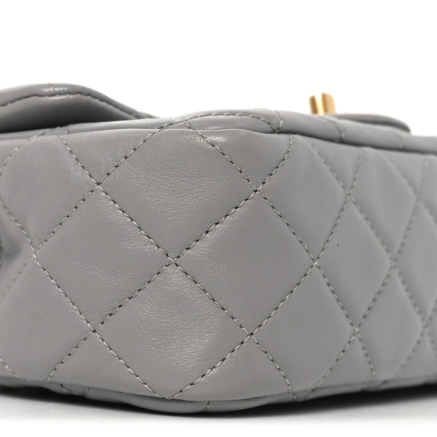 Lambskin Quilted Mini Rectangular Pearl Crush Flap Grey - Top Club