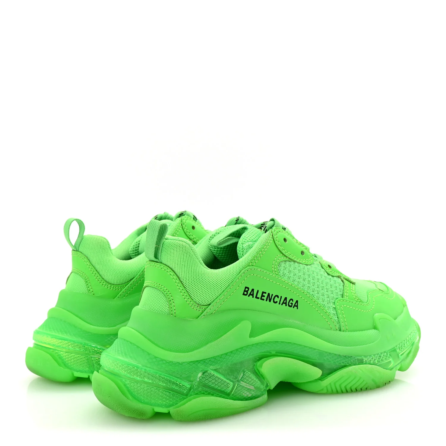 Fabric Mesh Clear Sole Womens Triple S Sneakers 37 Fluo Green - Top Club