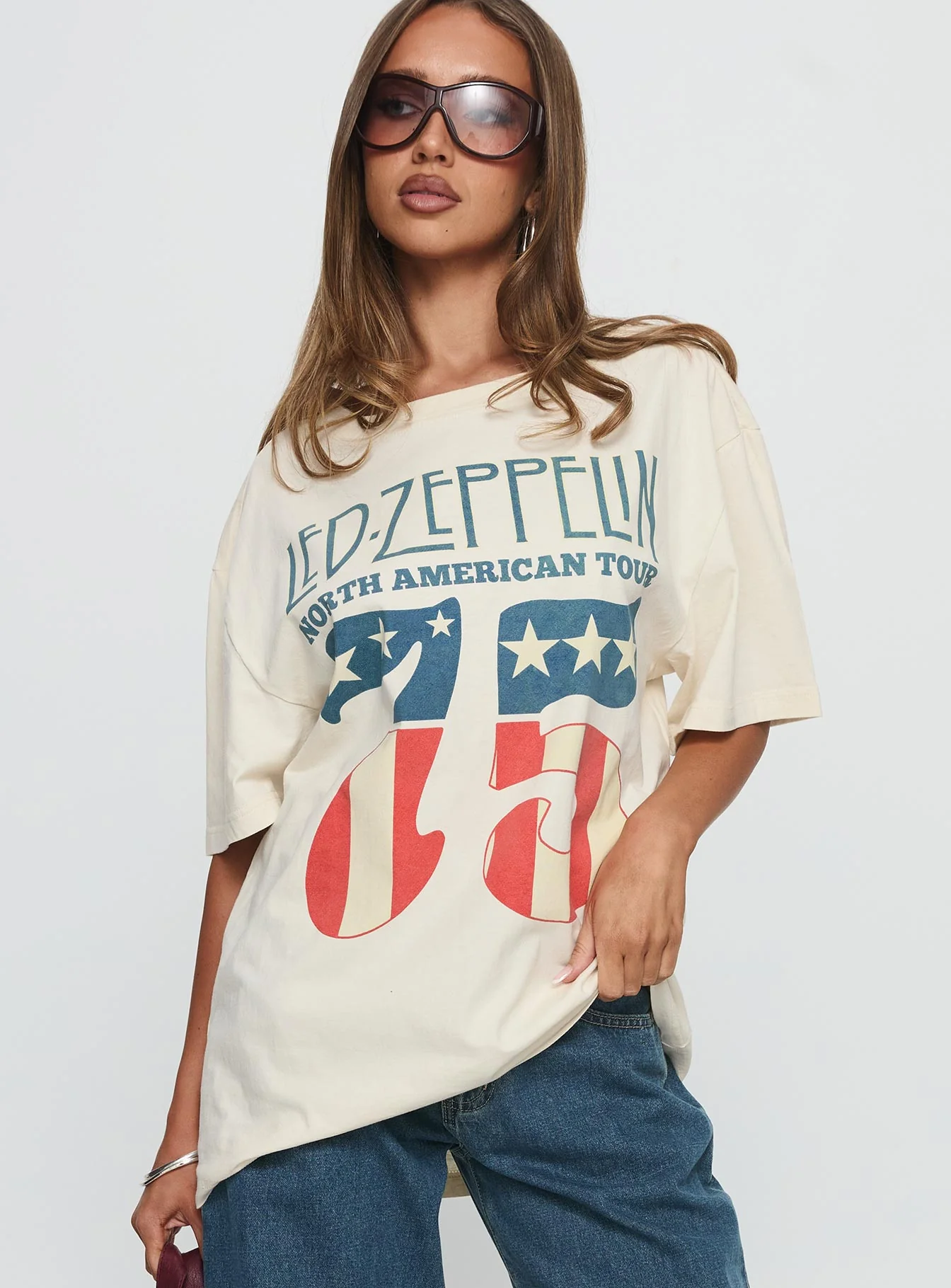 4th July Led Zepplin Oversized Tee White
