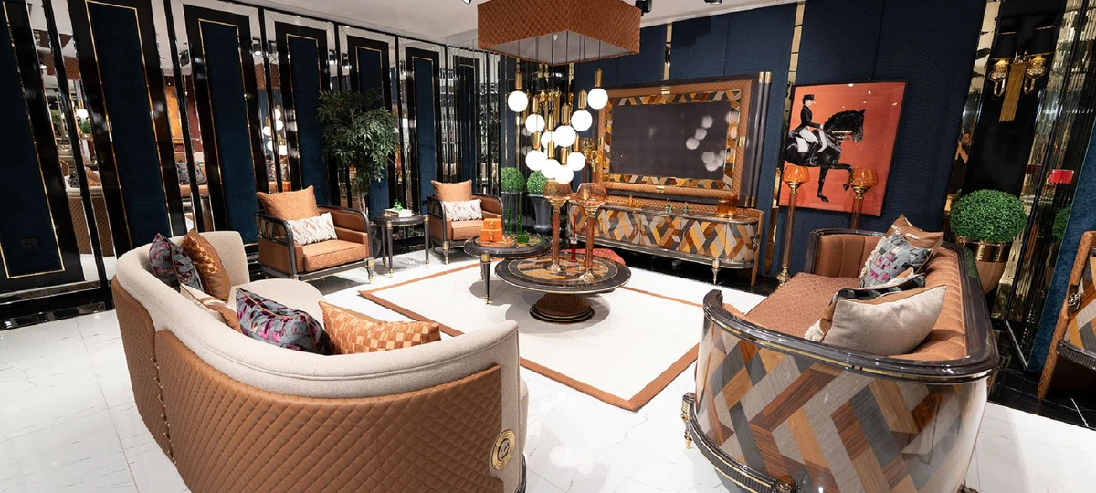 Luxury Art Deco Sofa Cream / Brown / Gray / Gold - Living Room Sofa - Living Room Furniture - Art Deco Furniture - Luxury Furniture