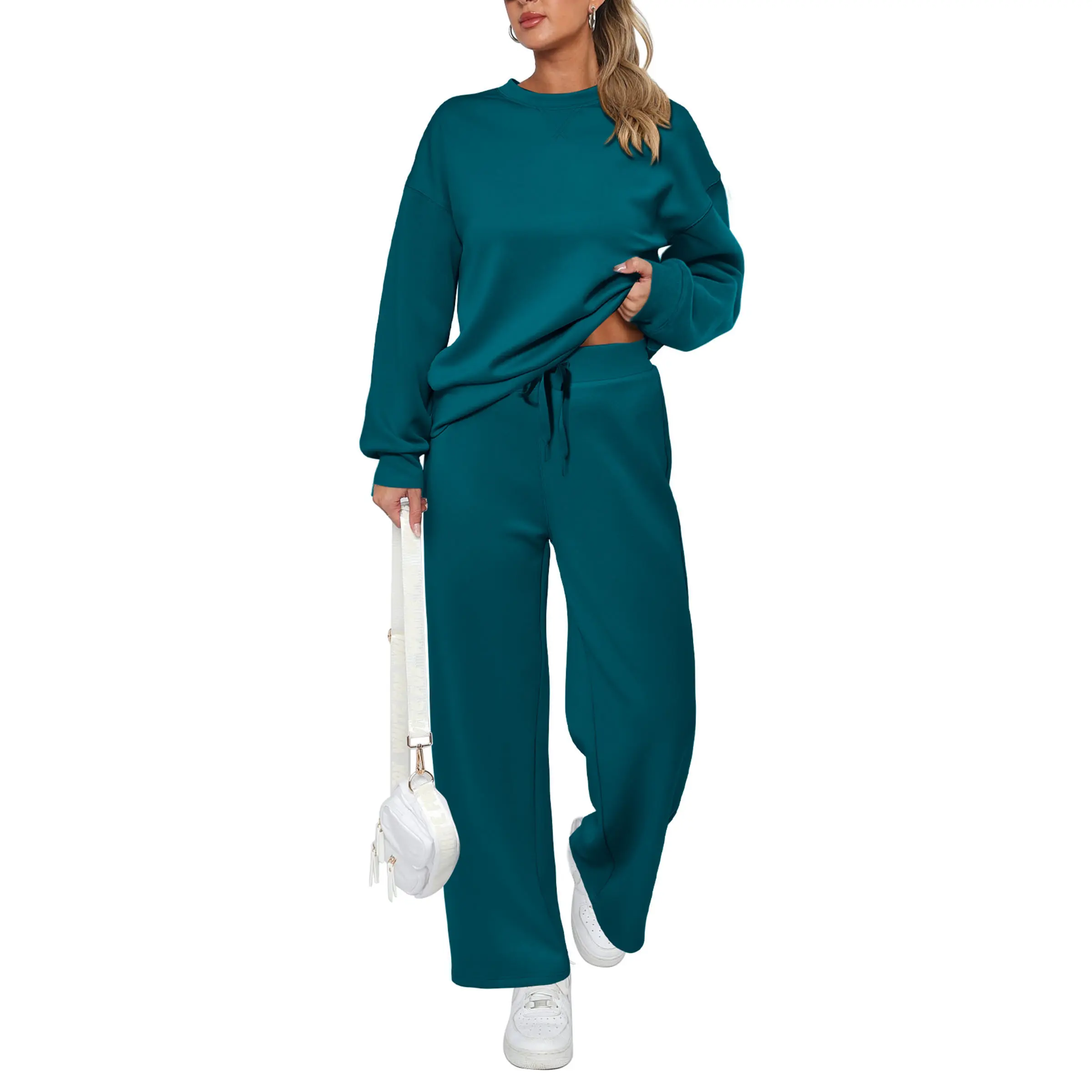 PrettyGarden Women's 2 Piece Outfits Long Sleeve Pullover Tops And Long Pants Lounge Sets Tracksuit