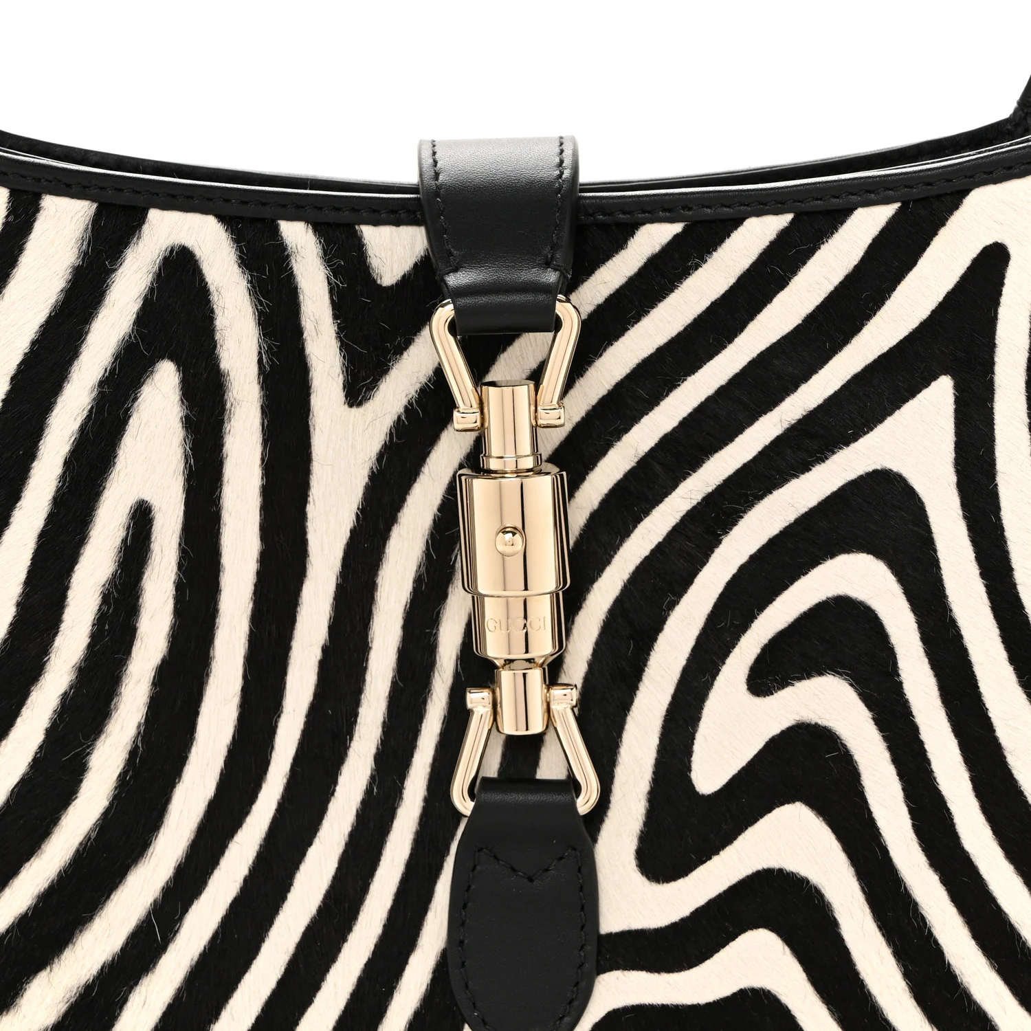 Pony Hair Zebra Print Calfskin Small Jackie 1961 Hobo Black White - Top Club