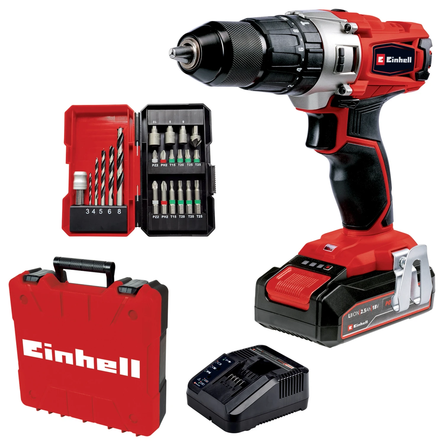 Einhell Trapano avvitatore a percussione a batteria Einhell TE-CD 18/2 Li-i +22