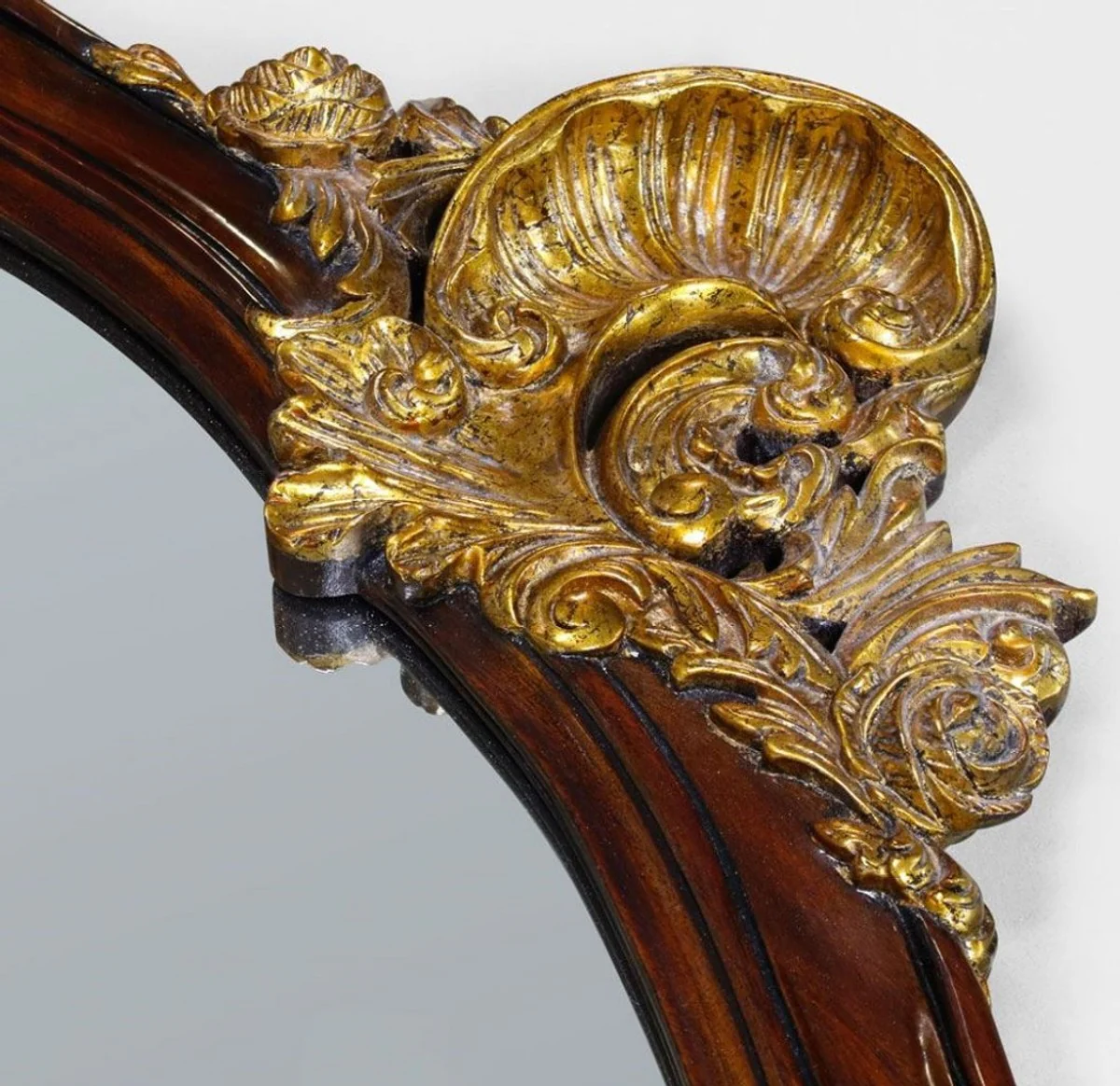 Luxury baroque mirror dark brown / antique gold - magnificent wall mirror in baroque style - antique style wardrobe mirror - living room mirror - baroque decorative accessories - noble & magnificent