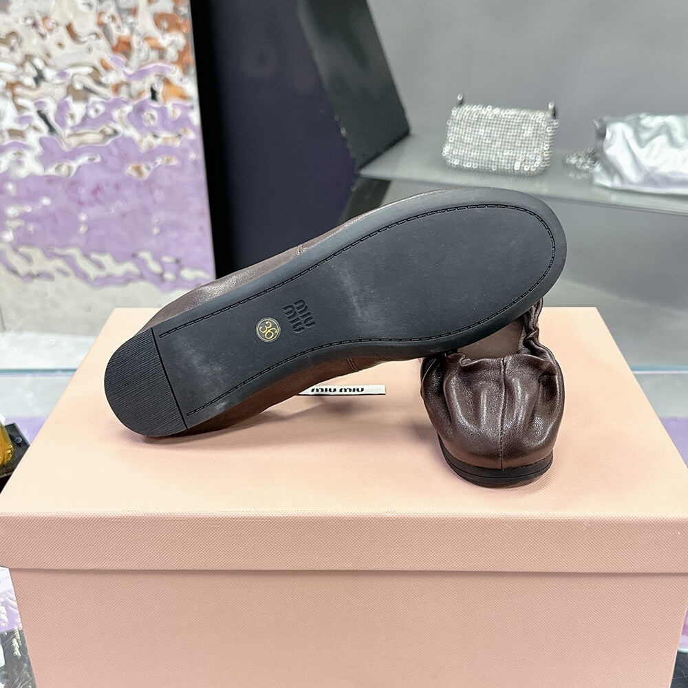 MIUMIU Ruches Nappa Leather ballet flats - Top Club