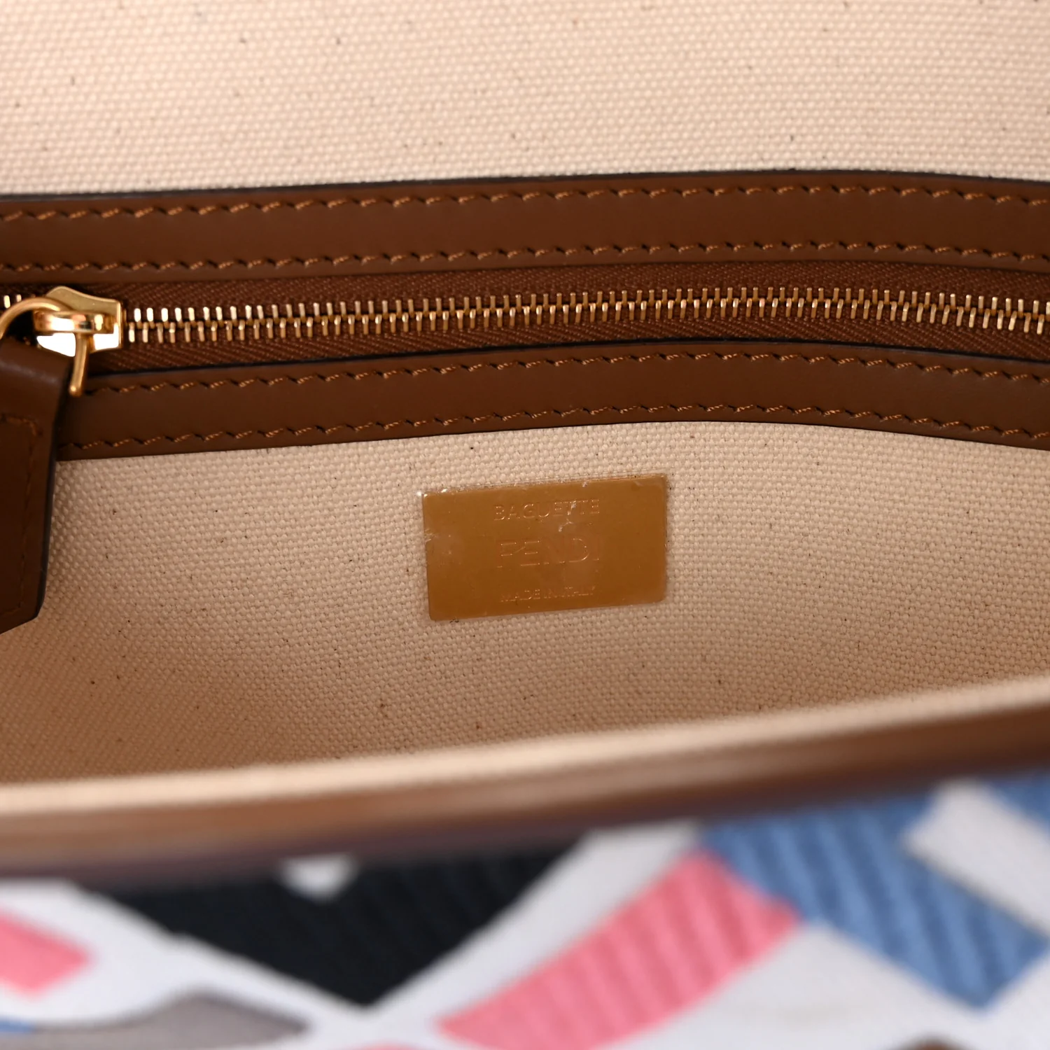 Canvas Ricamo Vitello King FF Multicolor Embroidered Baguette Grezzo Multicolor Gianduia - Top Club