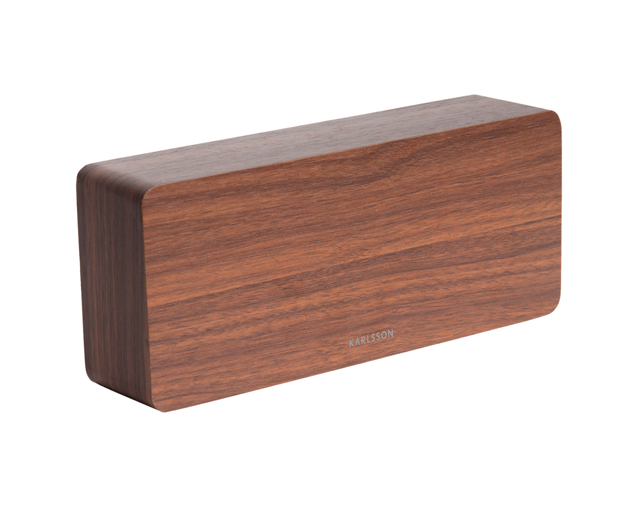 Alarm clock Tube dark wood veneer, white LED