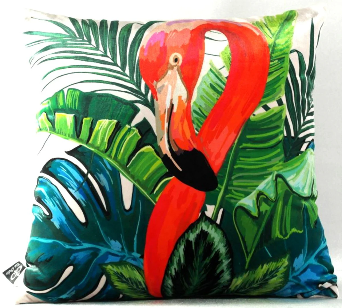 Living room cushion New Orleans Flamingo multicolored 45 x 45 cm - Finest velvet fabric - Luxury decorative accessories