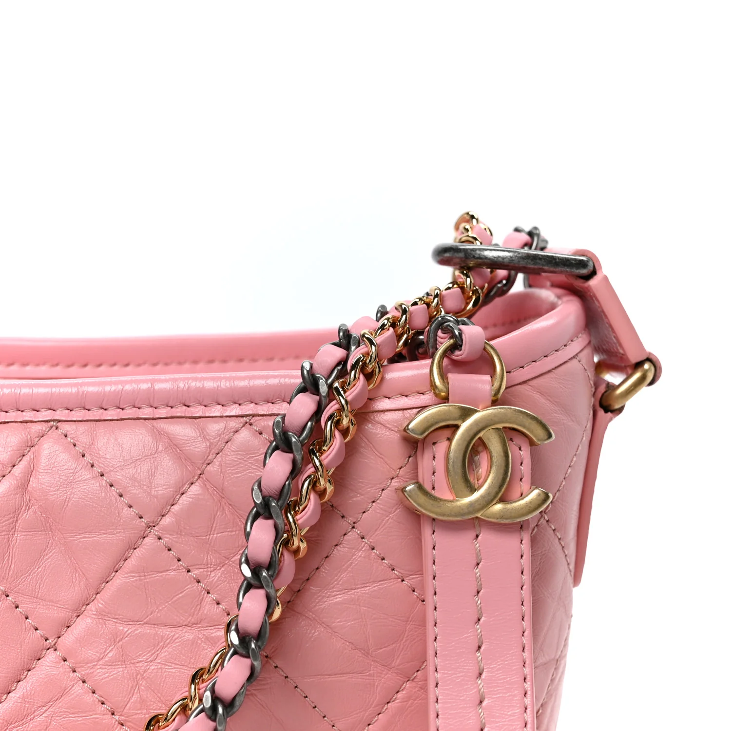 Aged Calfskin Quilted Small Gabrielle Hobo Pink - Top Club