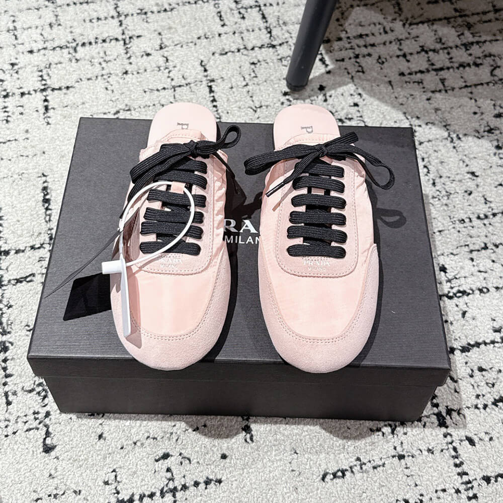 PRADA Collapse Re-Nylon and suede mules - Top Club