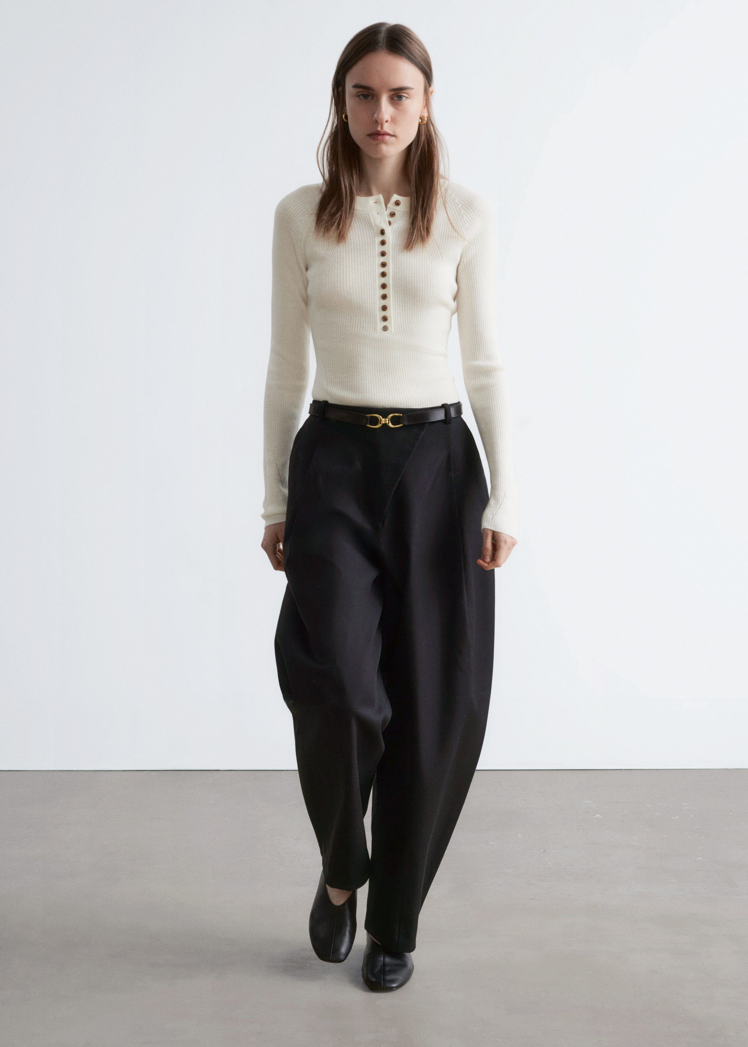 & Other Stories HALF-PLACKET MERINO WOOL TOP