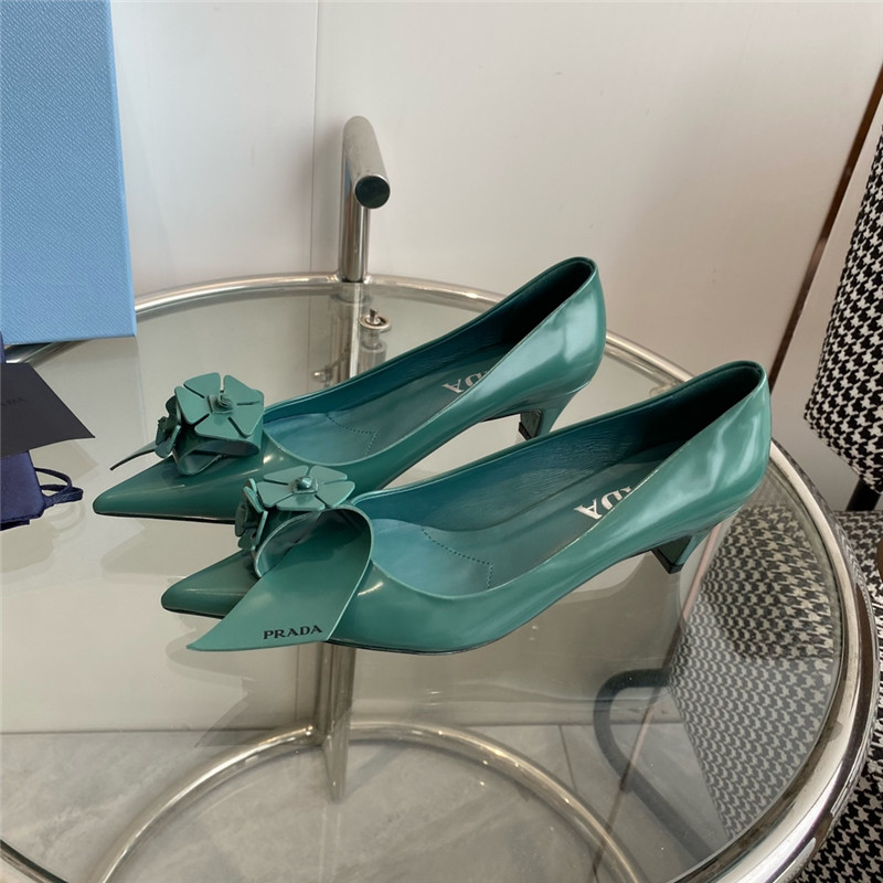 prada flower pointed toe small cone heel shoes - Sneaker Replica Workshop