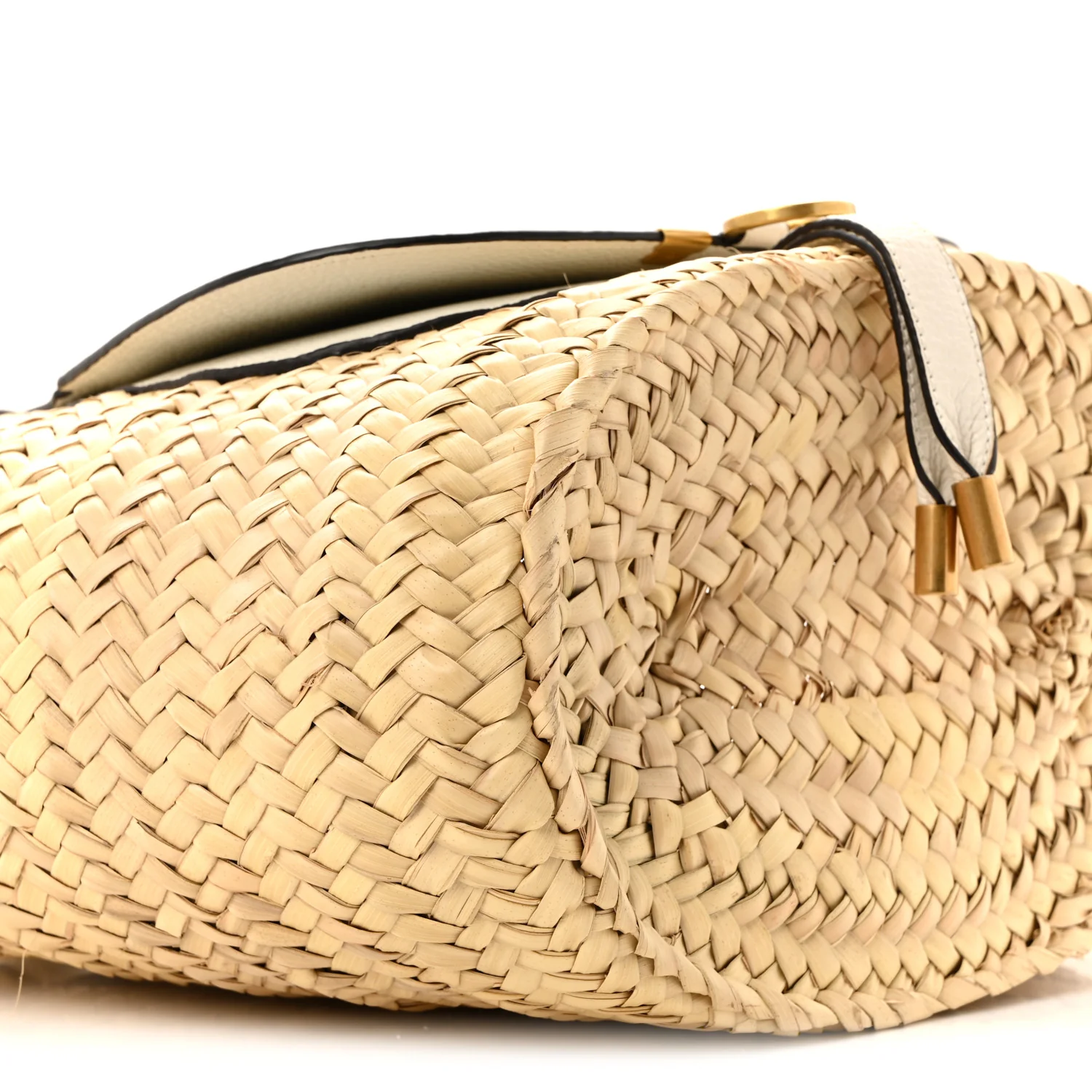 Raffia Grain Calfskin Medium Marcie Basket White - Top Club