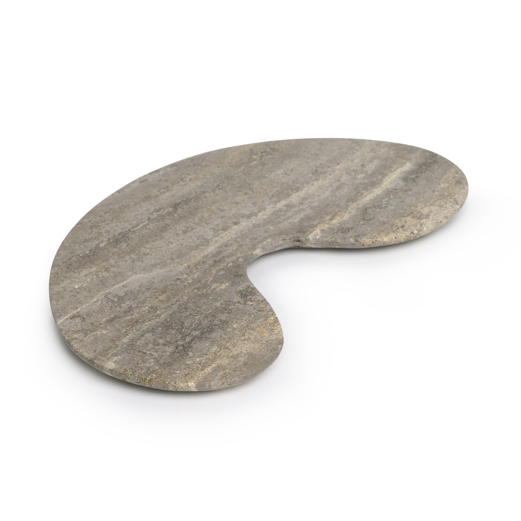 Dienblad organisch titanium travertine kidney