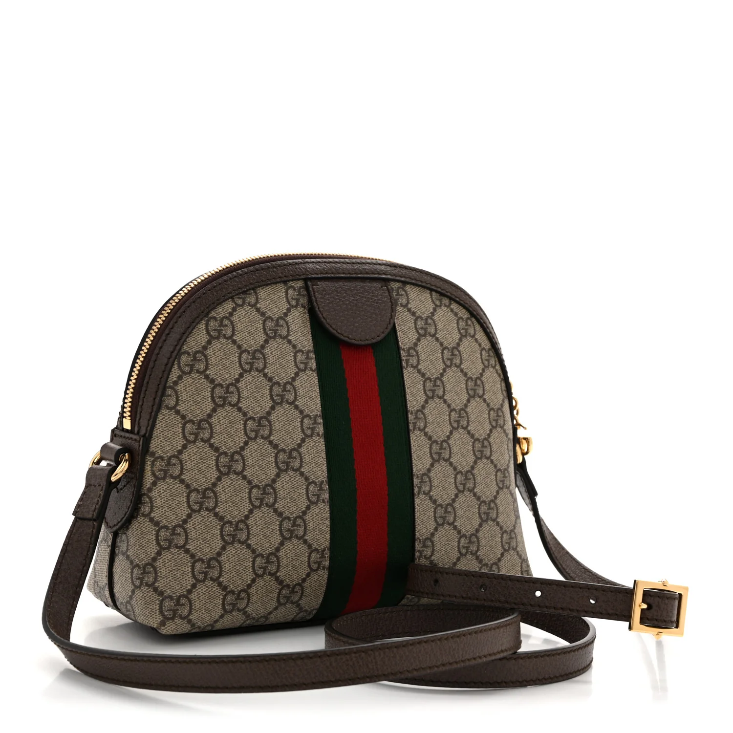 GG Supreme Monogram Textured Dollar Calfskin Web Small Ophidia Dome Shoulder Bag Beige Ebony New Acero - Top Club