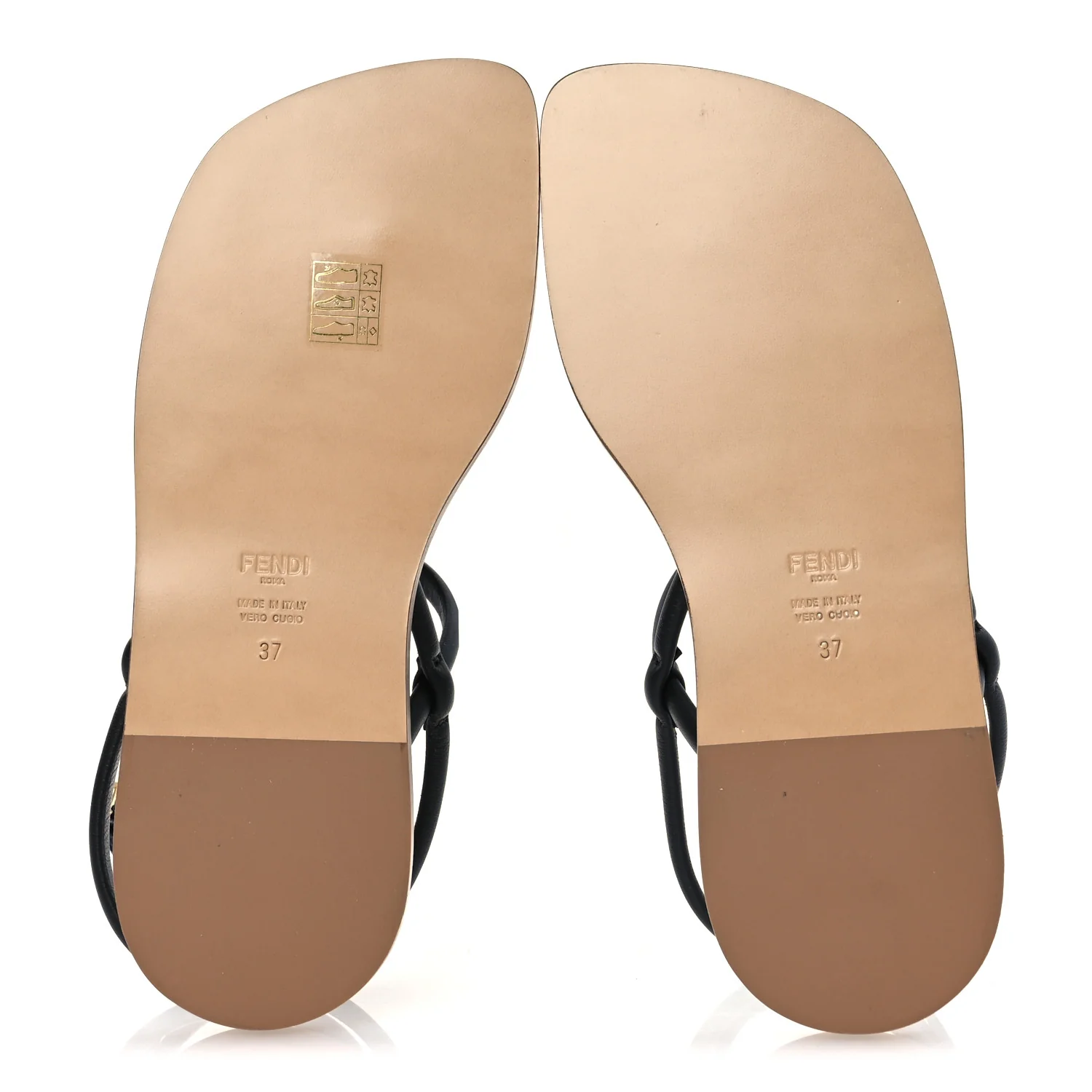 Nappa O'Lock Flat Thong Sandals 37 Black - Top Club