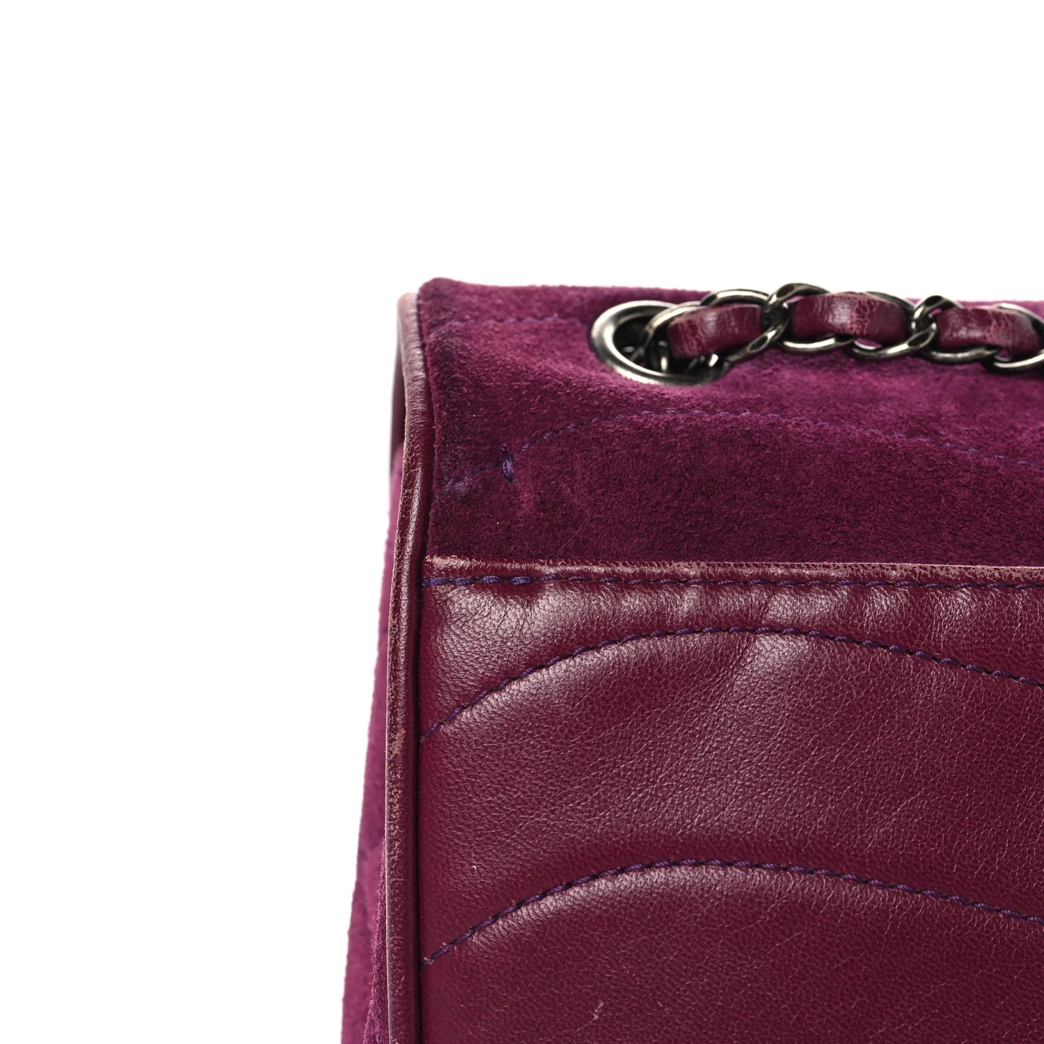 Suede Lambskin Scallop Quilted Medium Pagoda Flap Purple - Top Club