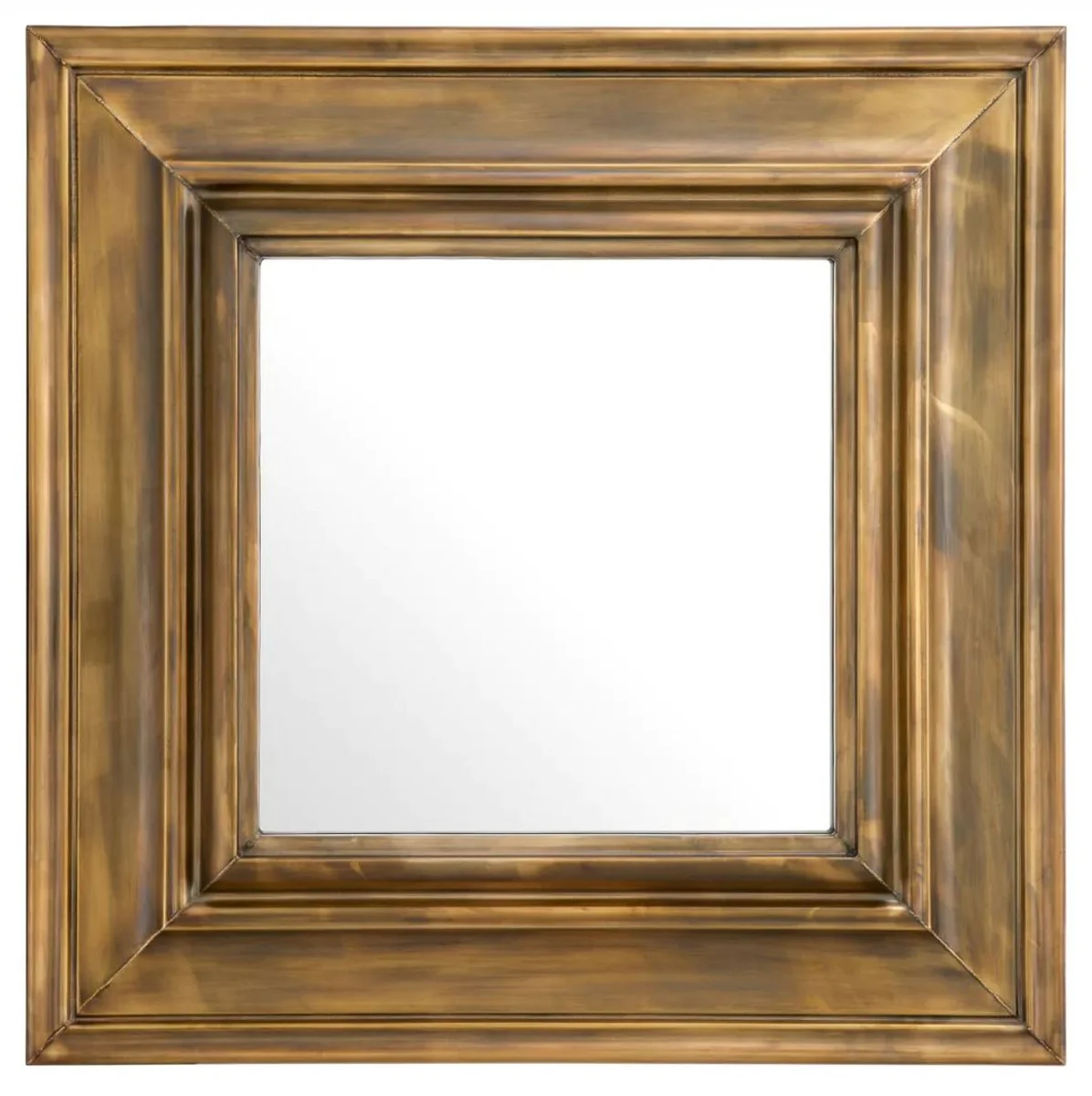 Luxury stainless steel wall mirror vintage brass 100 x 13 x H. 100 cm - Square living room mirror - Bedroom mirror - Cloakroom mirror - Luxury furniture - Luxury furnishings