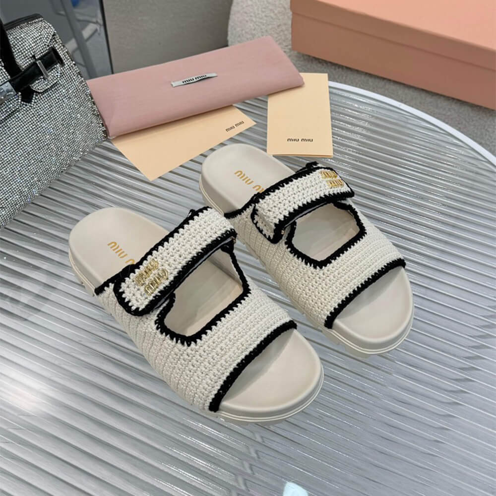 MiuMiu Crochet knit slides - Top Club