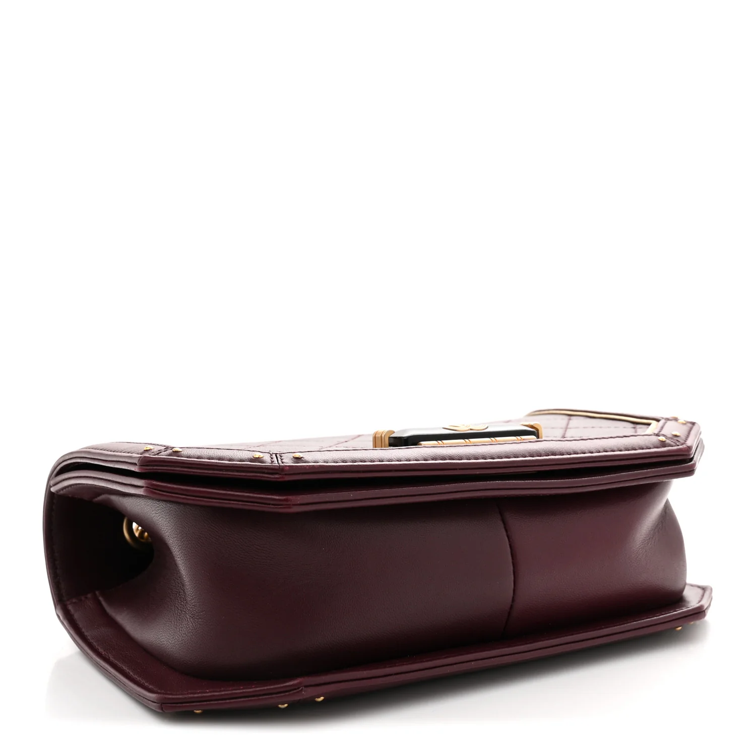 Calfskin Quilted Small Octagon CC Clasp Flap Bag Red Gold - Top Club