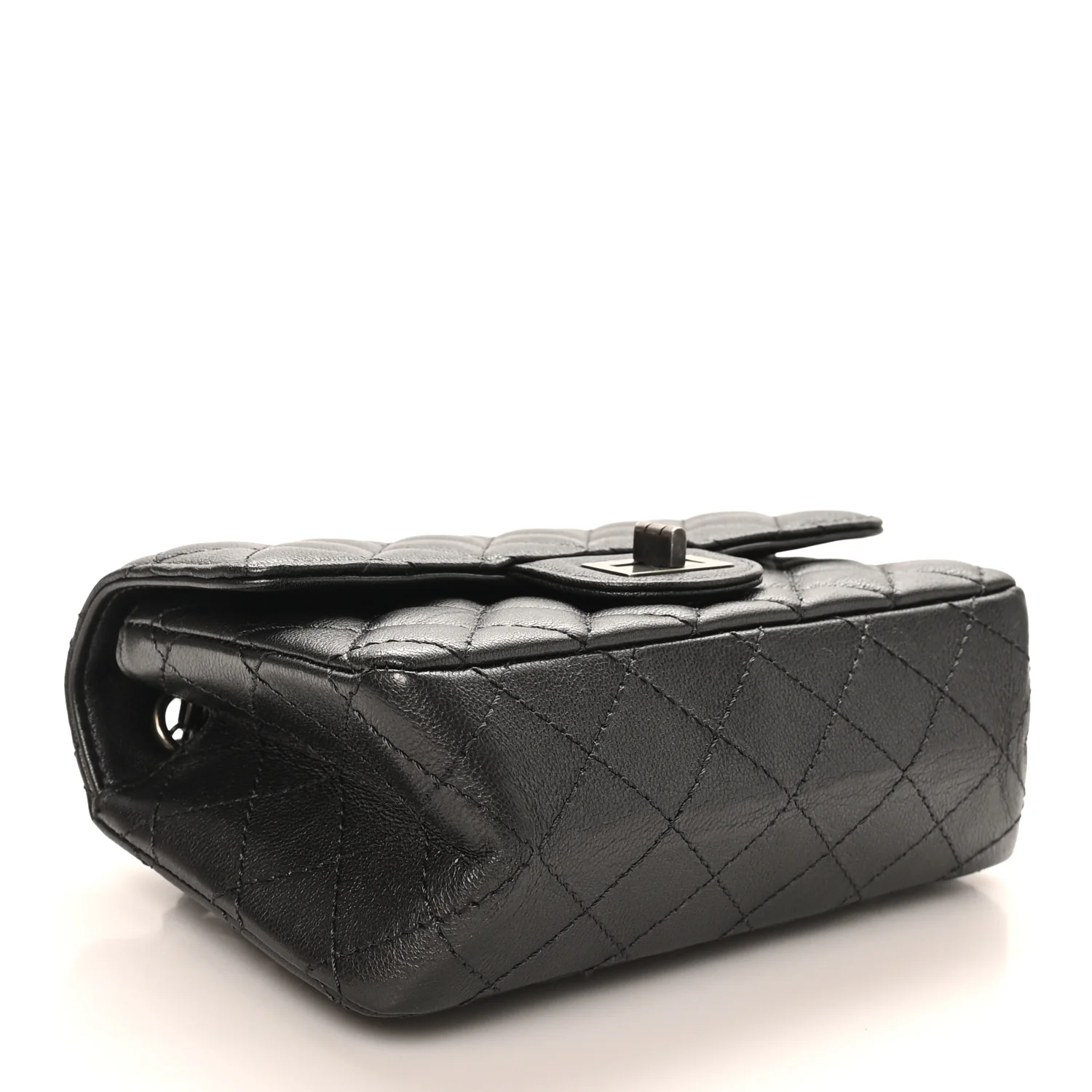 Metallic Sheepskin Quilted 2.55 Reissue Mini Flap Dark Silver - Top Club