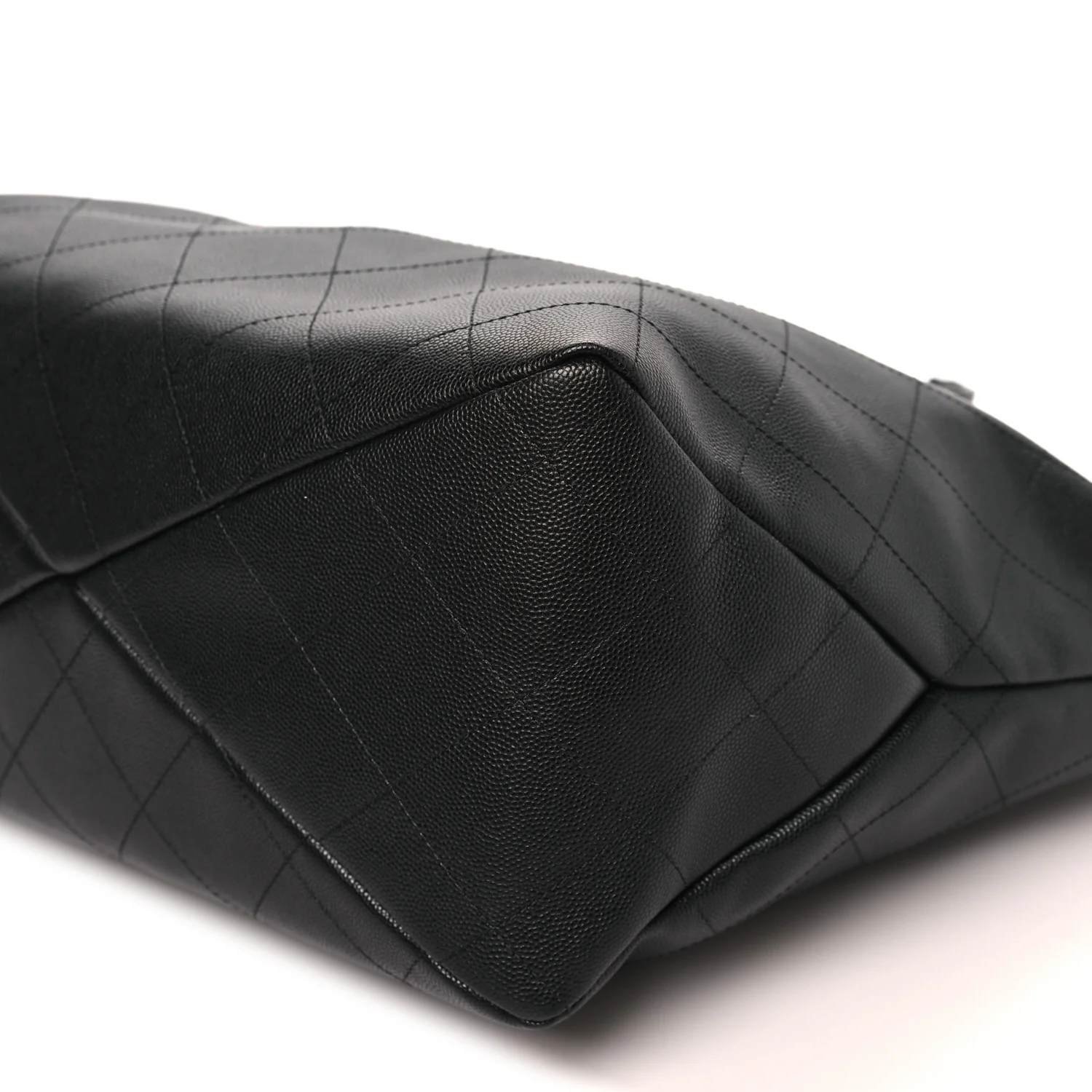 Shiny Caviar Stitched Softly Quilted Tote Black - Top Club