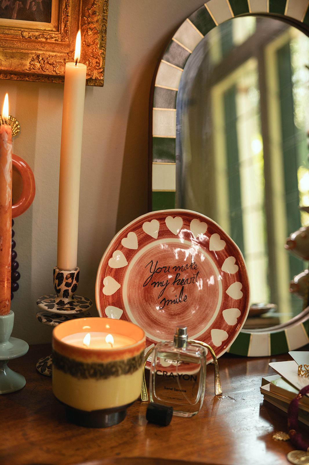 Roze dinerbord met hartjes