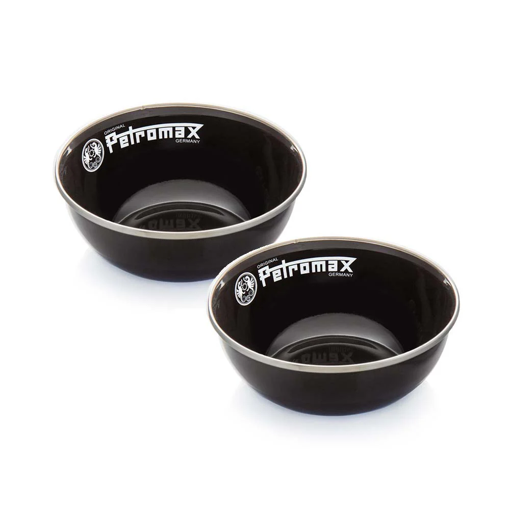 Petromax Enamel Bowl Set - Pack 2 black enamel bowls