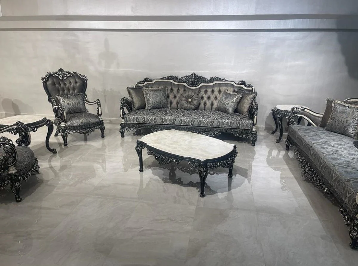 Luxury baroque coffee table white / black / gold - magnificent living room table in baroque style - baroque style living room furniture - baroque furnishings - baroque furniture - luxury furniture in baroque style