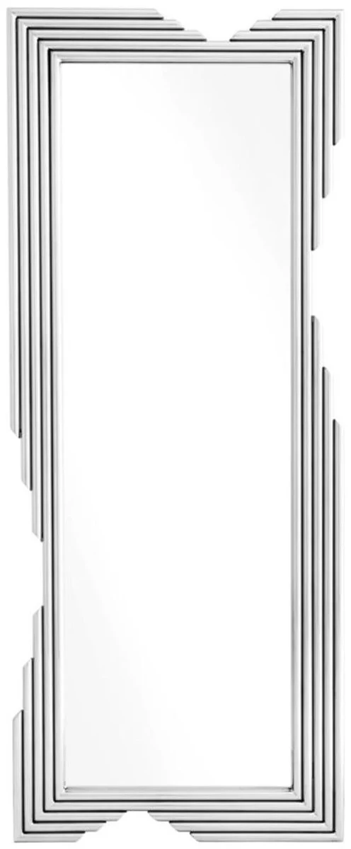 Designer stainless steel mirror silver 81 x 6 x H. 200 cm - luxury living room wall mirror