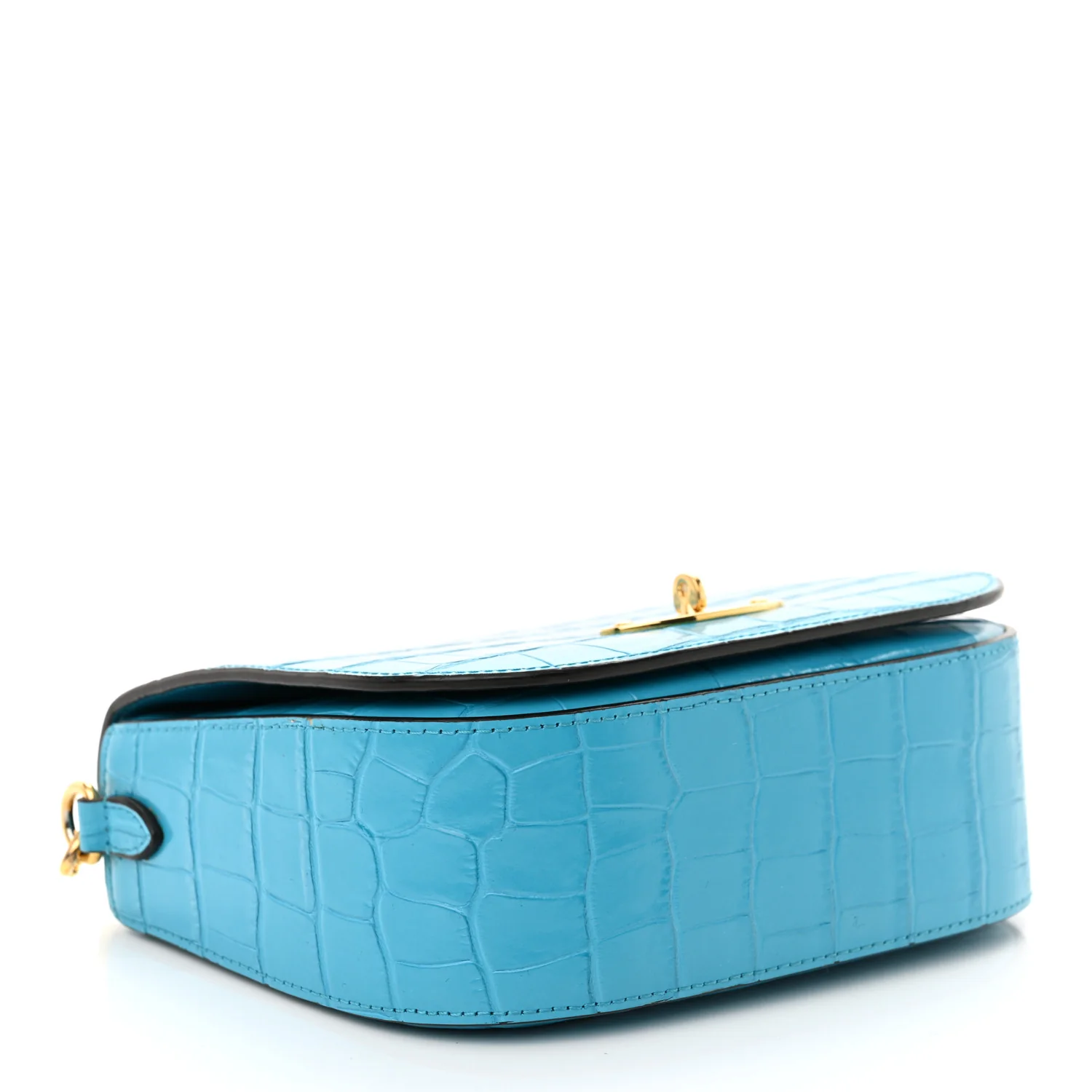 Deep Calfskin Crocodile Embossed Small Darley Azure - Top Club
