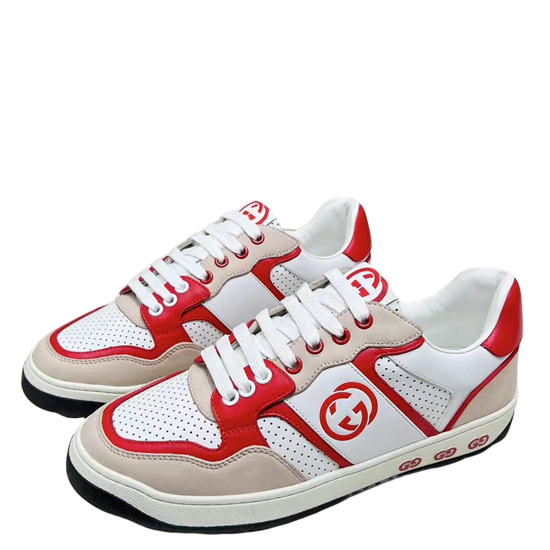 Gucci Screener Red White Leather Sneakers For Men And Women - Sneaker Replica Workshop