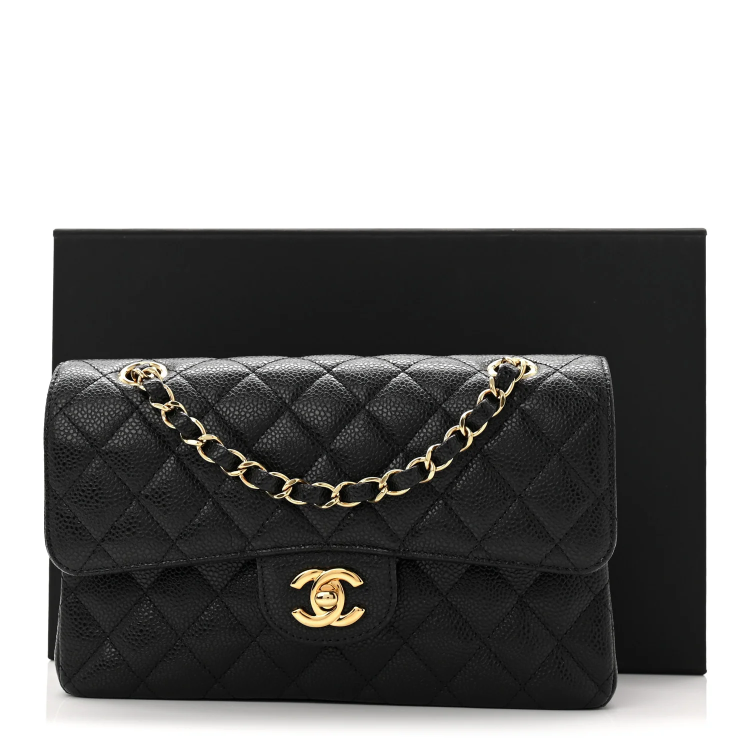 Caviar Quilted Small Double Flap Black - Top Club
