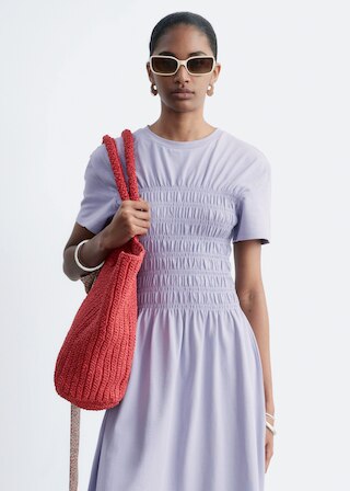 & Other Stories SMOCKED MIDI DRESS