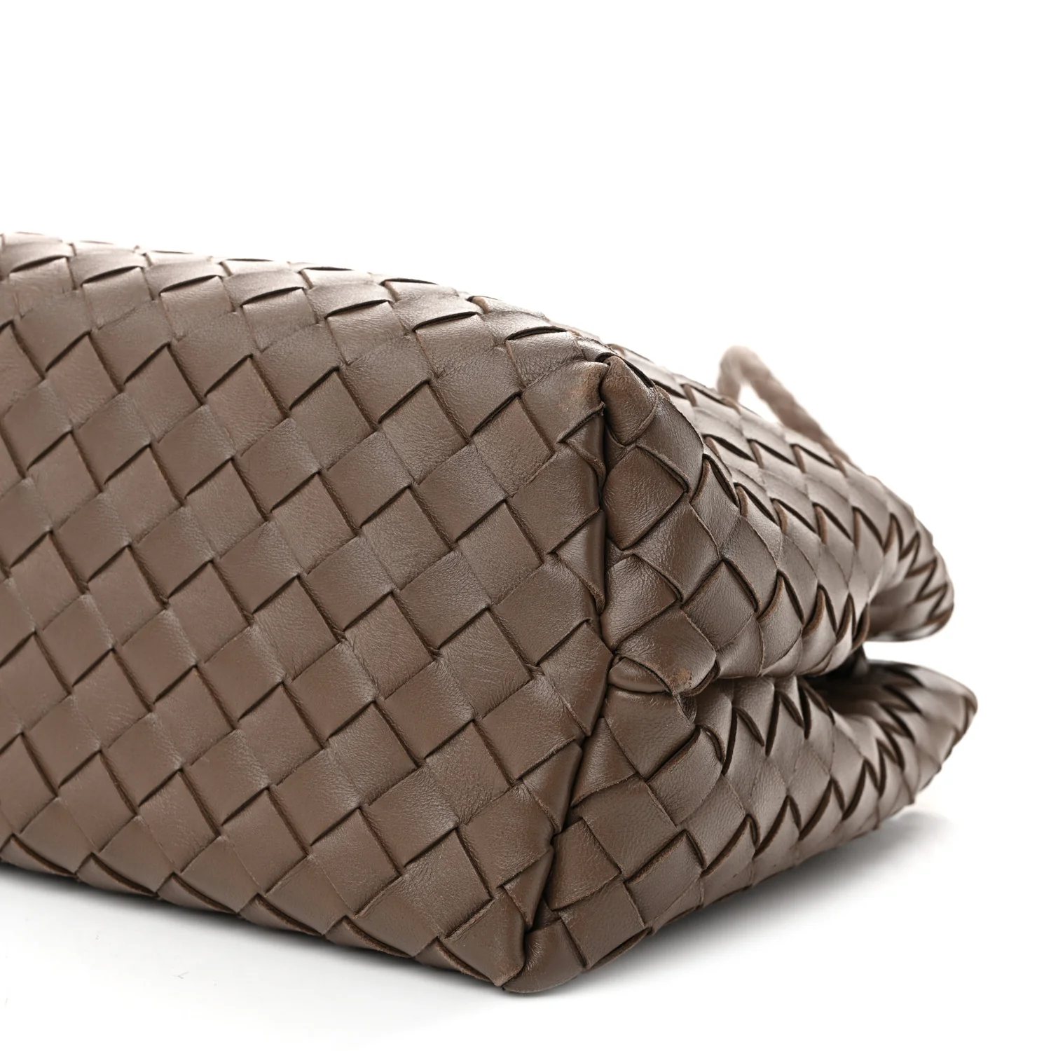 Nappa Intrecciato Medium Andiamo Shoulder Bag Taupe Grey - Top Club