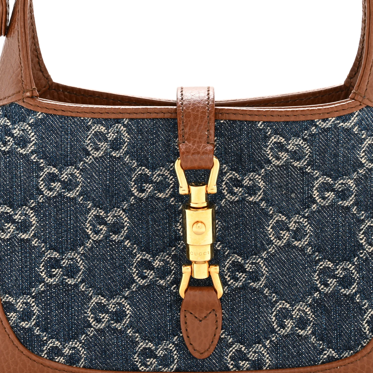 New Denim GG Monogram Calfskin Mini Jackie 1961 Hobo Blue Tea Cuir - Top Club