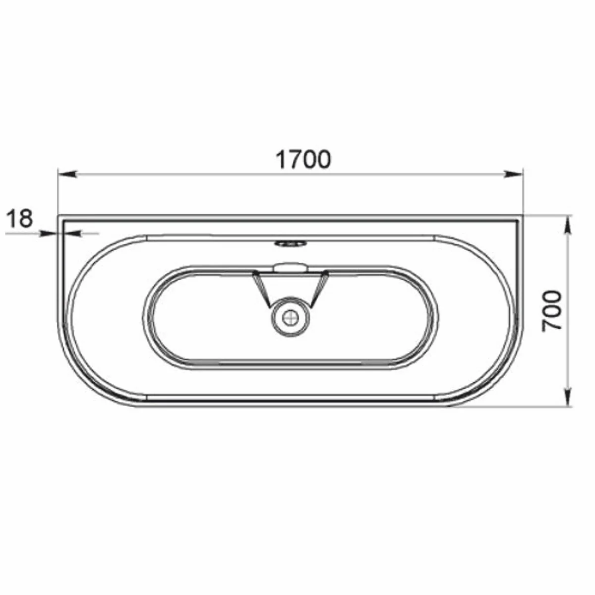 Freestanding luxury bathtub high gloss white 170 cm - bathroom furniture