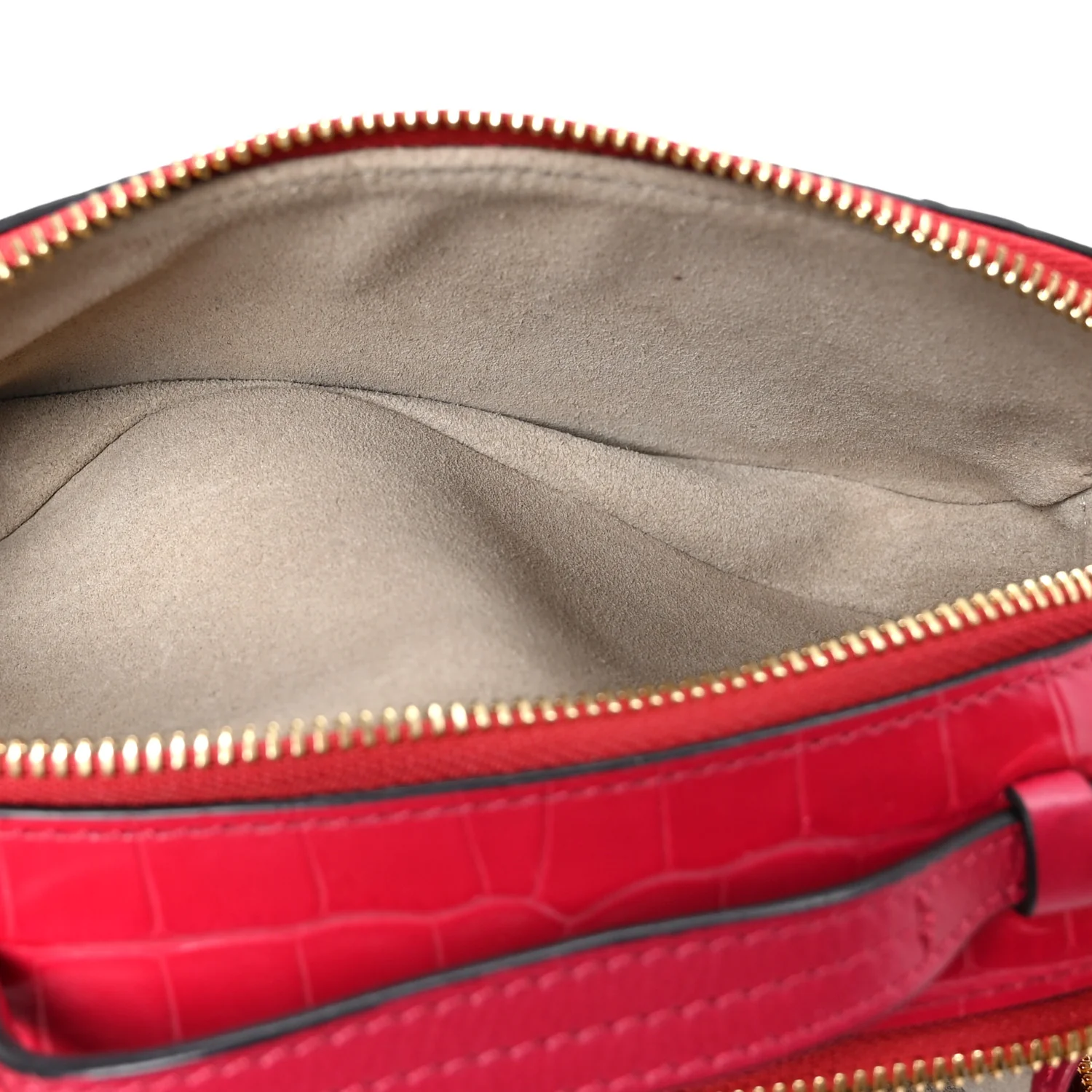 Calfskin Crocodile Embossed Mini C Vanity Bag Red - Top Club
