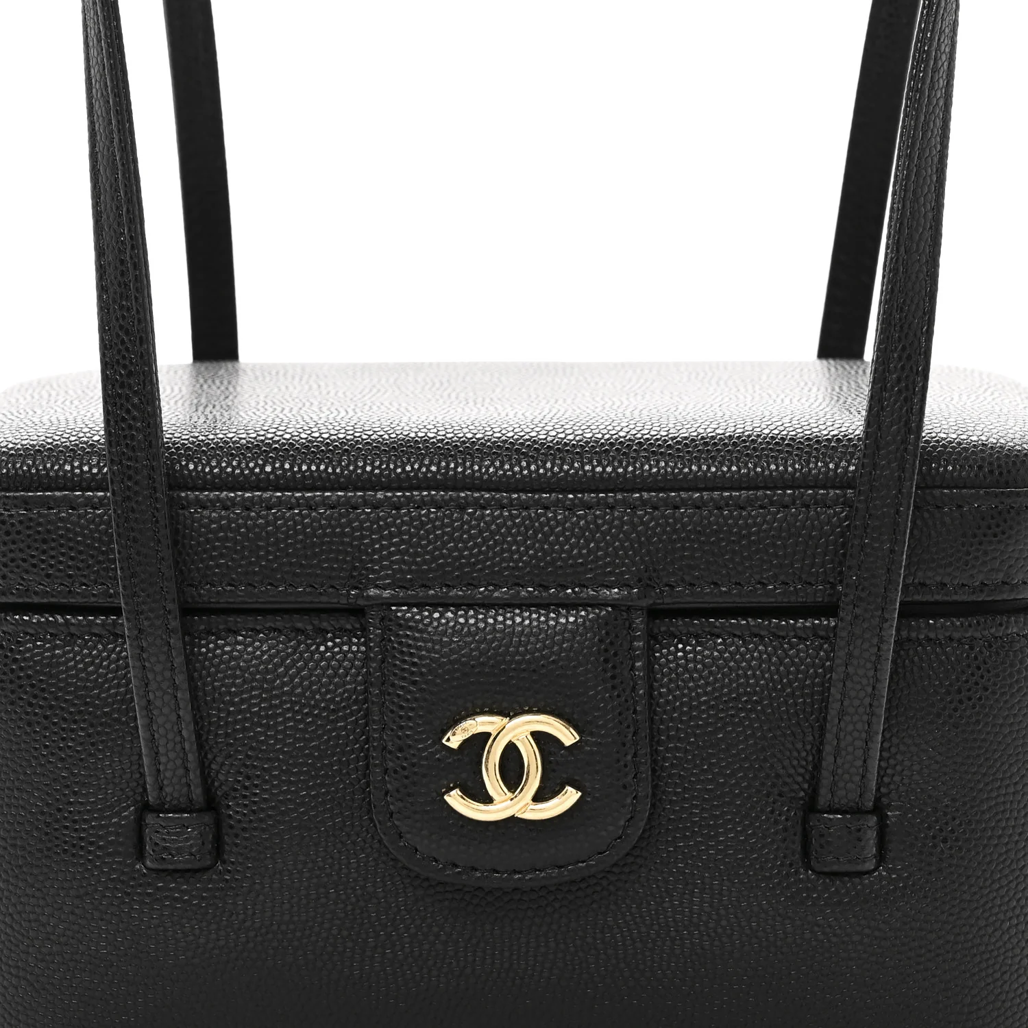 Shiny Caviar Preppy Coco Long Vanity With Strap Black - Top Club