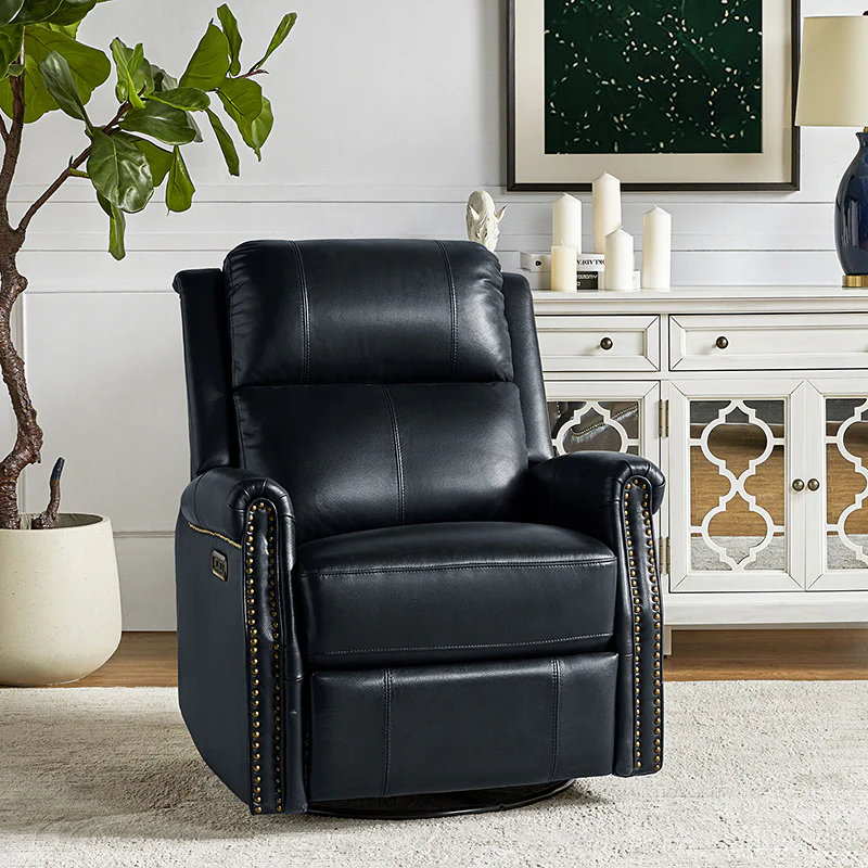 Kaietan Genuine Leather Power Rocking Recliner