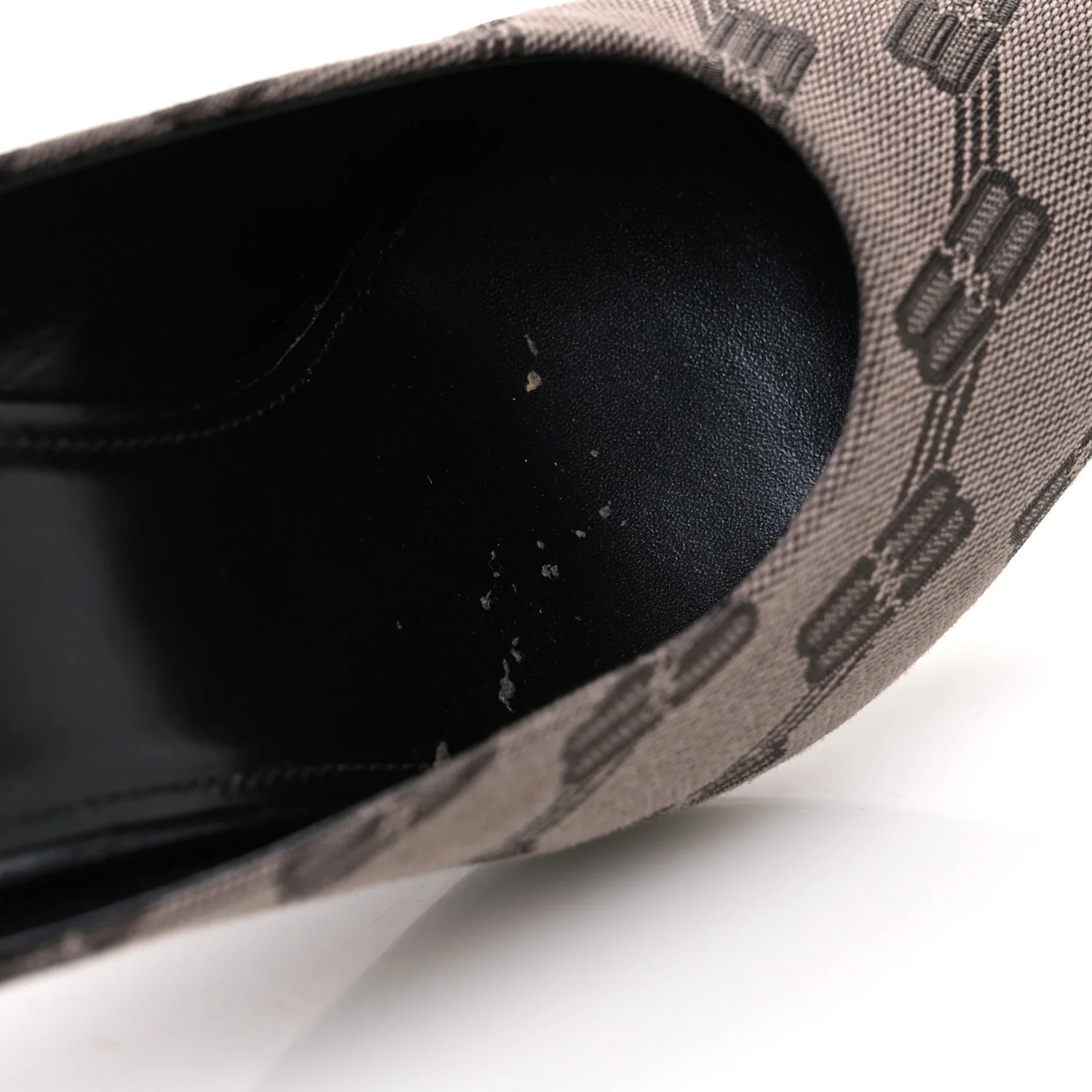 BB Monogram Square Knife 80mm Mule Pumps 38.5 Dark Mink Grey Dark Brown - Top Club