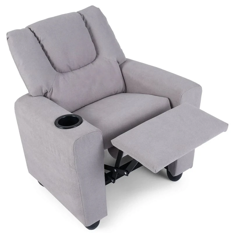 Kids Recliner Chair with Cup Holder & Side Pocket, Adjustable Toddler Lounge Sofa, Ergonomic Children Armchairs for Boys Girls Age 3+, 150lbs