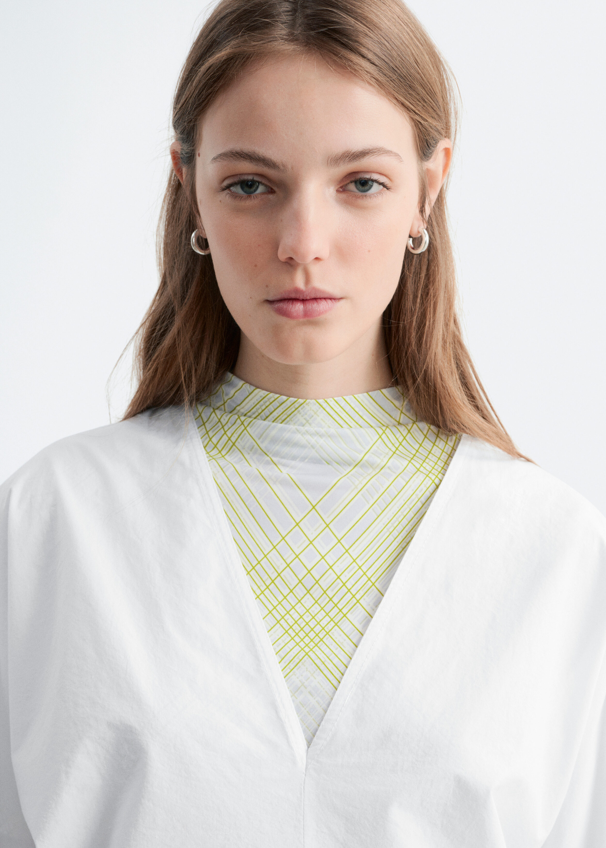 & Other Stories SCULPTURAL COTTON V-NECK BLOUSE