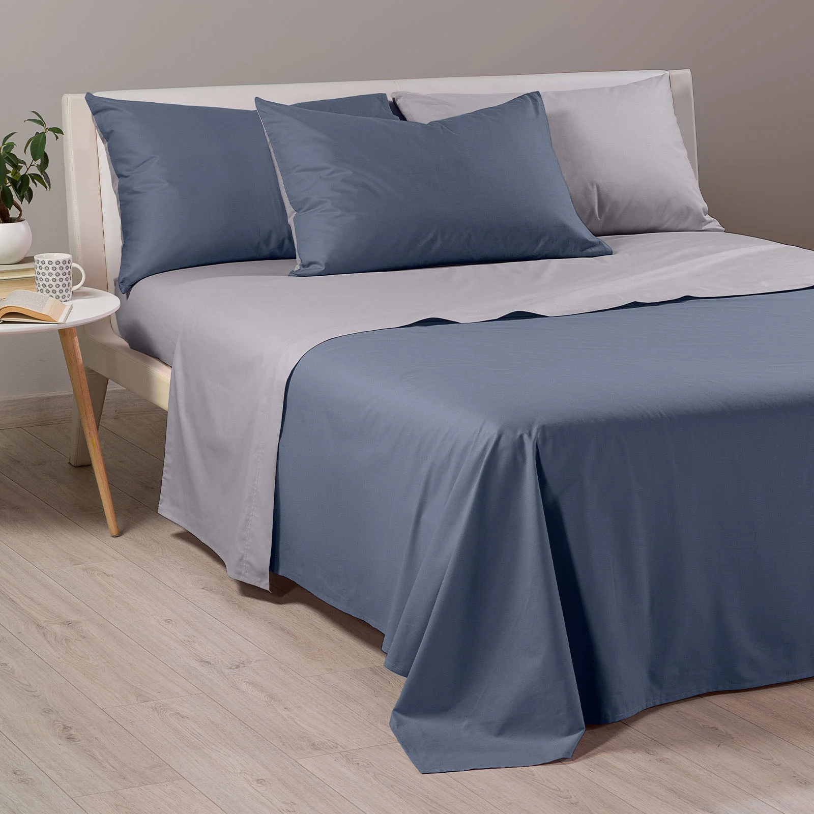 Bikolor and a half cotton cotton sheets Caleffi gray cotton