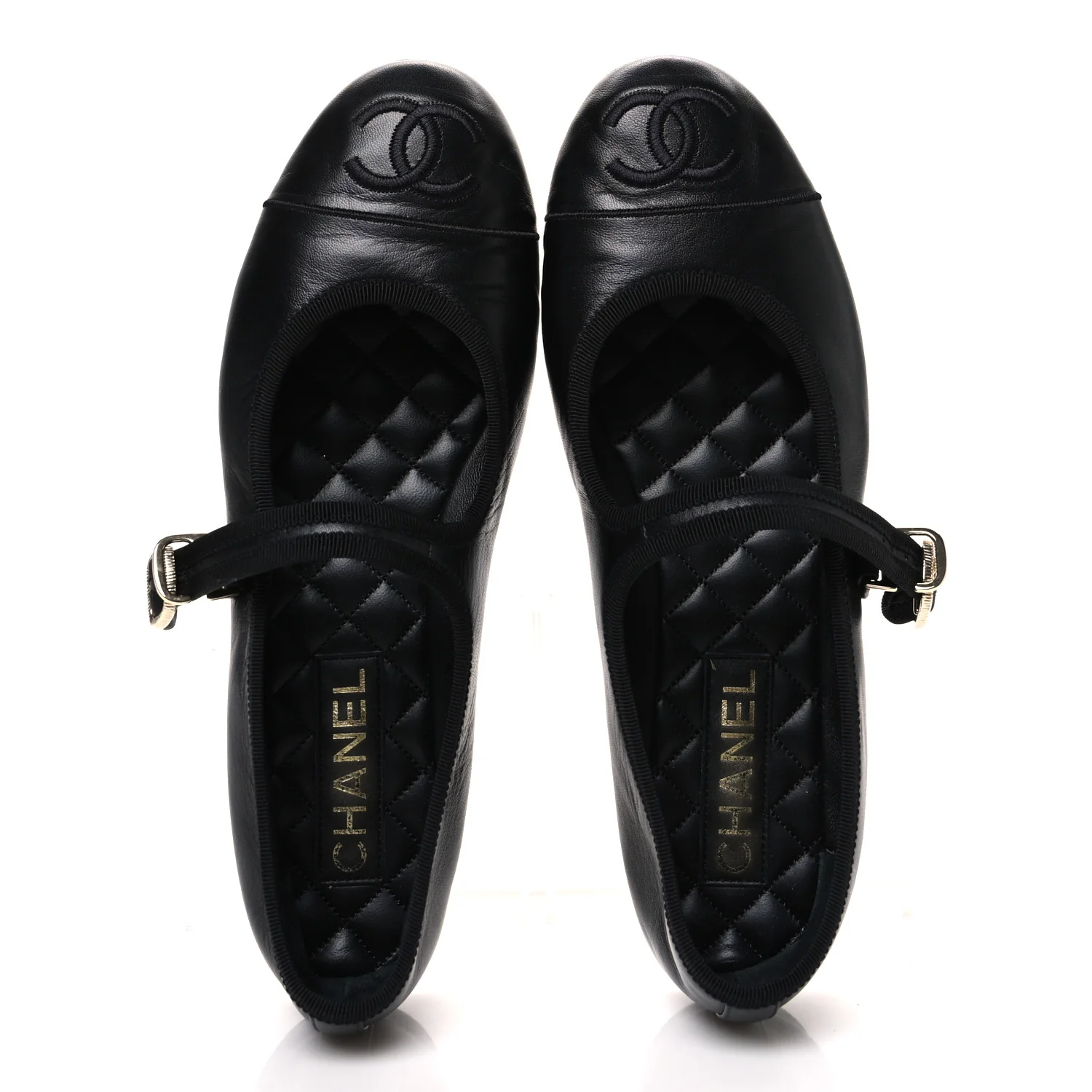 Lambskin Mary Jane Flats 40 Black