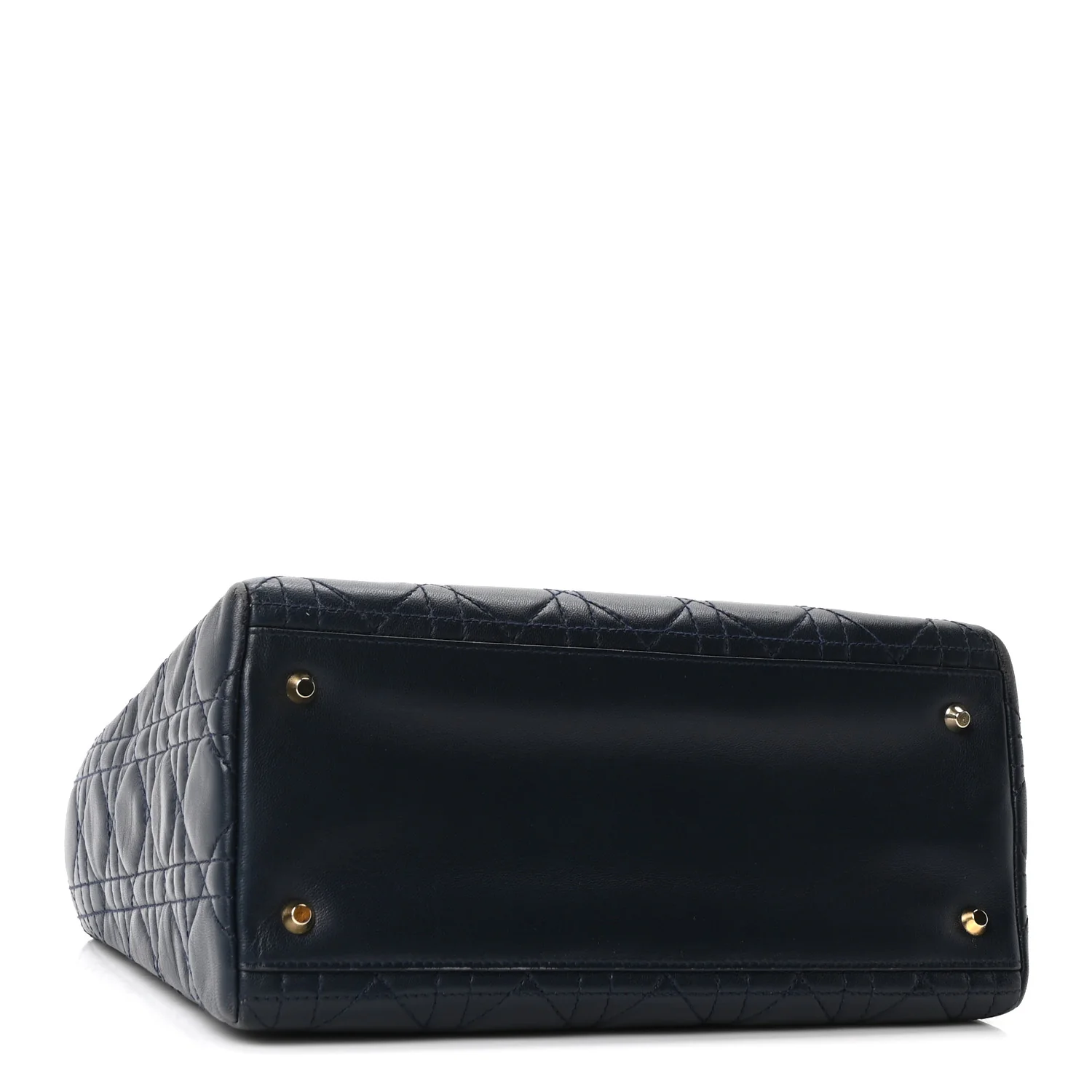 Lambskin Cannage Medium Lady Dior Navy Blue - Top Club