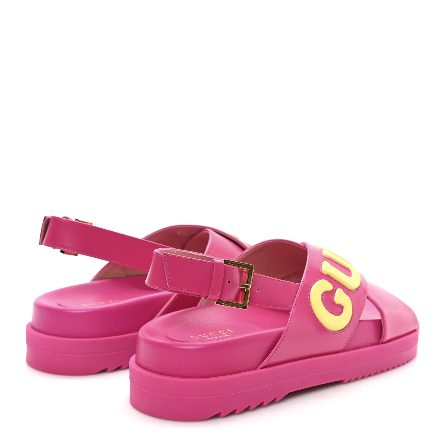 Calfskin Elizabeth Nappa Charlotte Logo Slingback Sandals 36.5 Fancy Fuchsia - Top Club