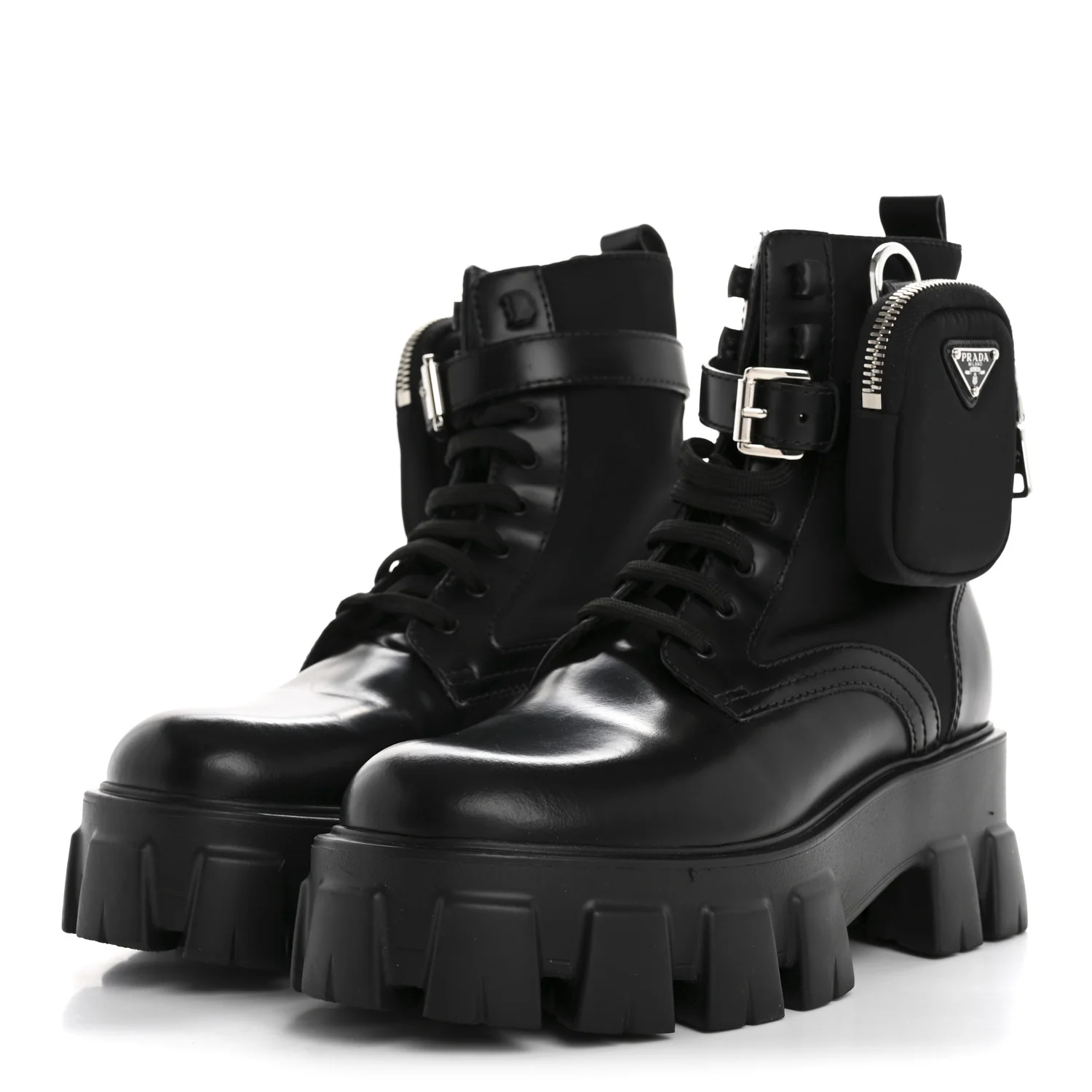 Spazzolato Rois Nylon Metal Triangle Logo Monolith Pouch Pocket 55mm Boots 36.5 Black - Top Club