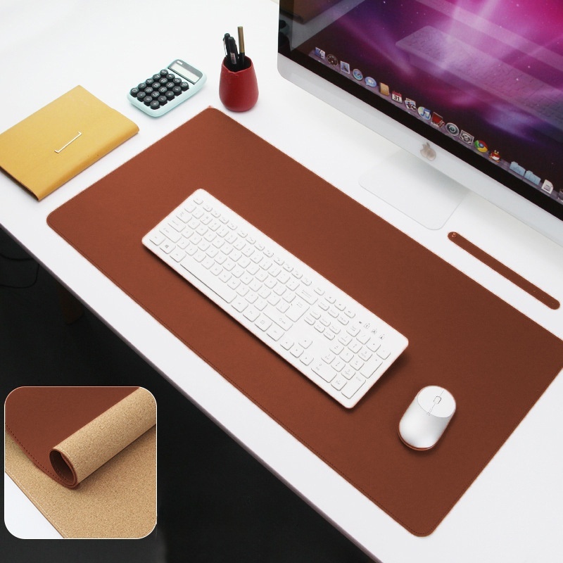 European-Style Desk Protector Embossed Logo Factory Custom Made Waterproof PU Leather Cork Backing Oilproof Nonwoven Place Mats